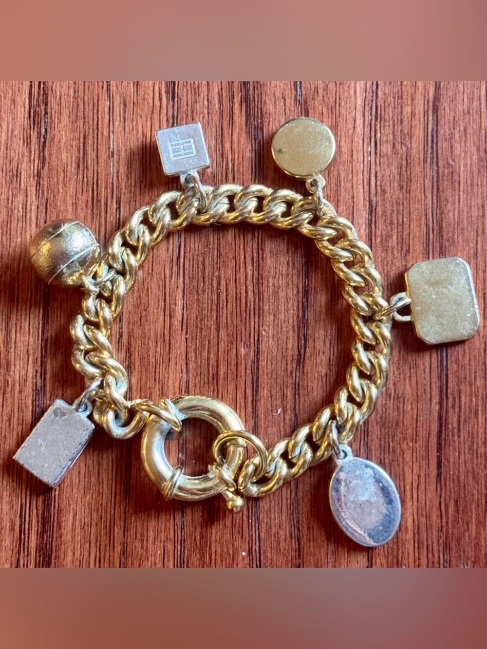 VTG Tommy Hilfiger 90s Y2K Chunky Link Charm Bracelet Classic American Cool - Picture 2 of 3